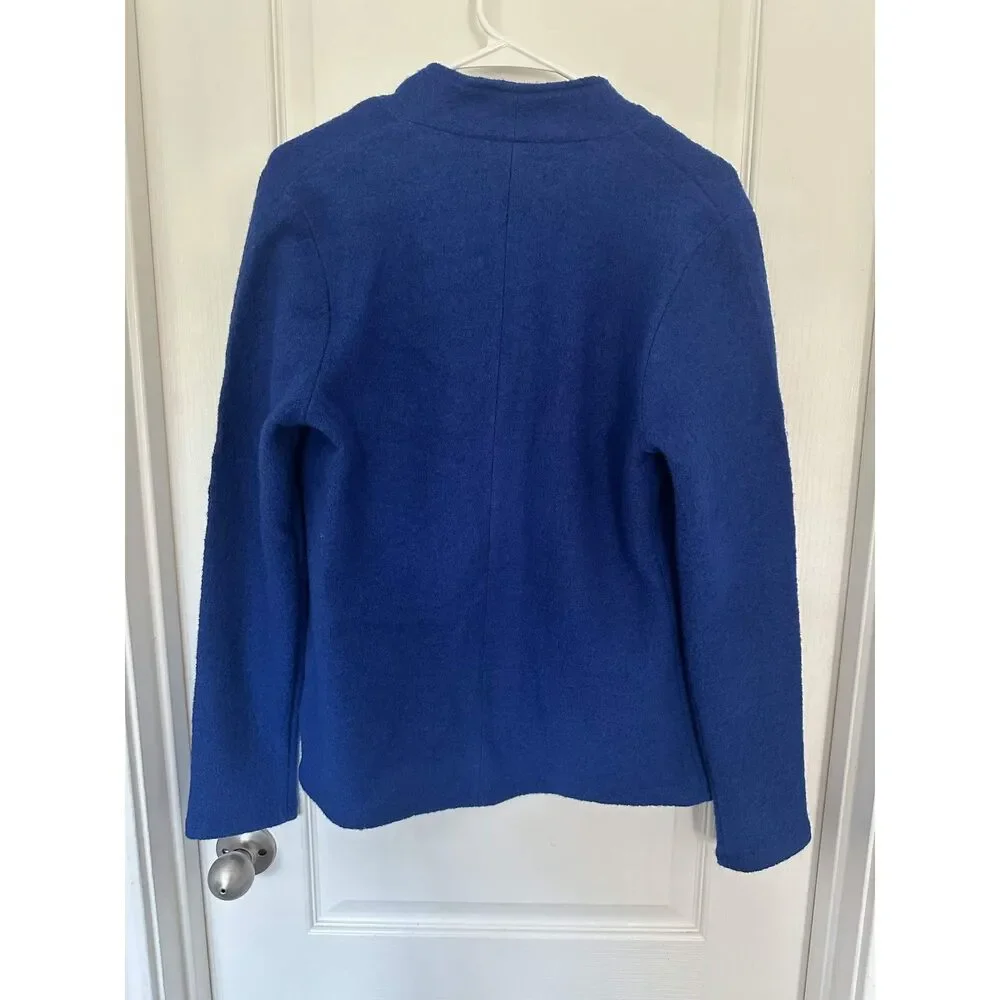 Jones New York Collection Blue 100% Merino Wool Jeweled Button Cardigan M - Picture 3 of 6